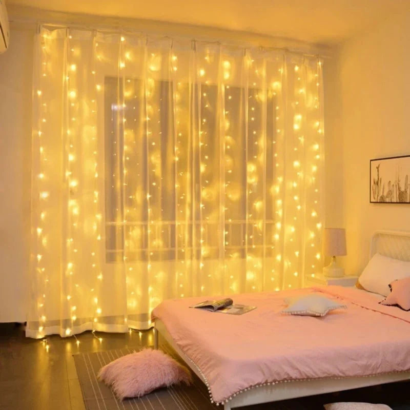 Enchanting Fairy Curtain warm white LED string lights with remote control and 8 lighting modes 16