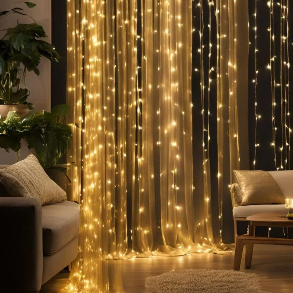 Enchanting Fairy Curtain warm white LED string lights with remote control and 8 lighting modes 2