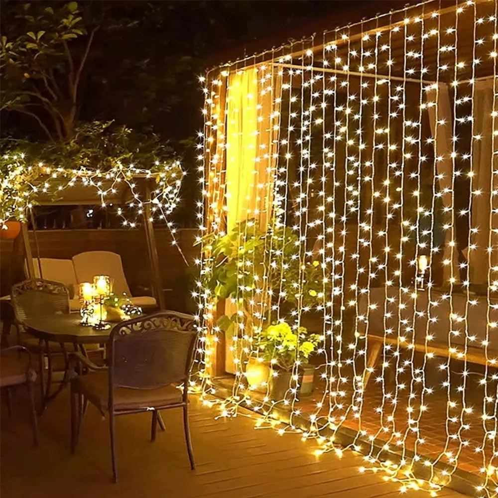 Enchanting Fairy Curtain warm white LED string lights with remote control and 8 lighting modes 4