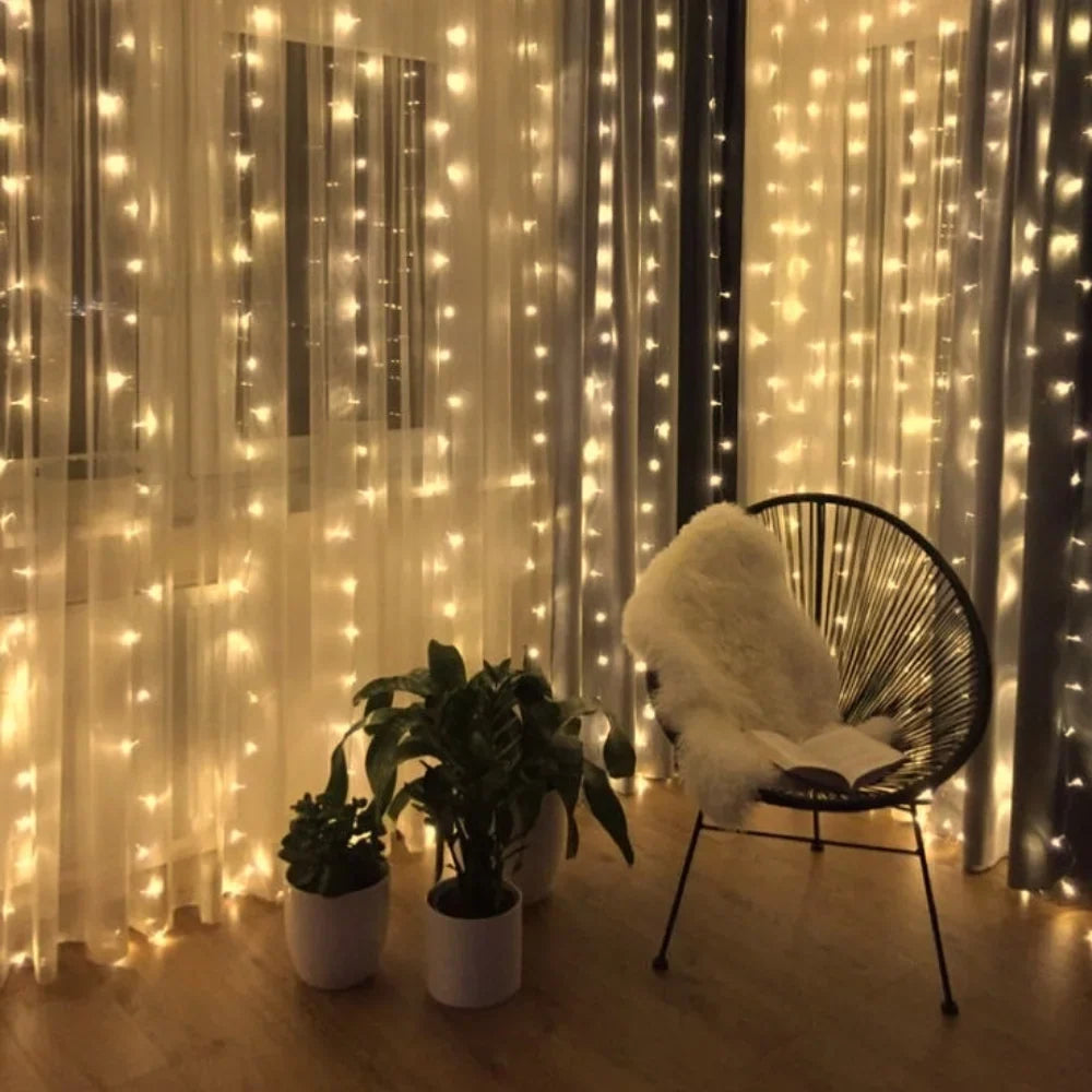Enchanting Fairy Curtain warm white LED string lights with remote control and 8 lighting modes 5