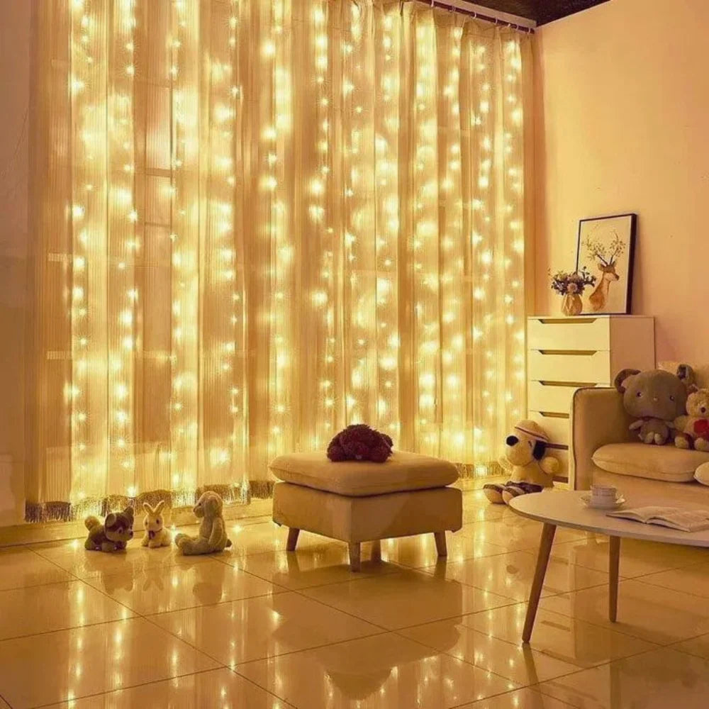 Enchanting Fairy Curtain warm white LED string lights with remote control and 8 lighting modes 7