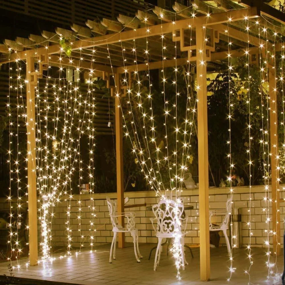 Enchanting Fairy Curtain warm white LED string lights with remote control and 8 lighting modes 8