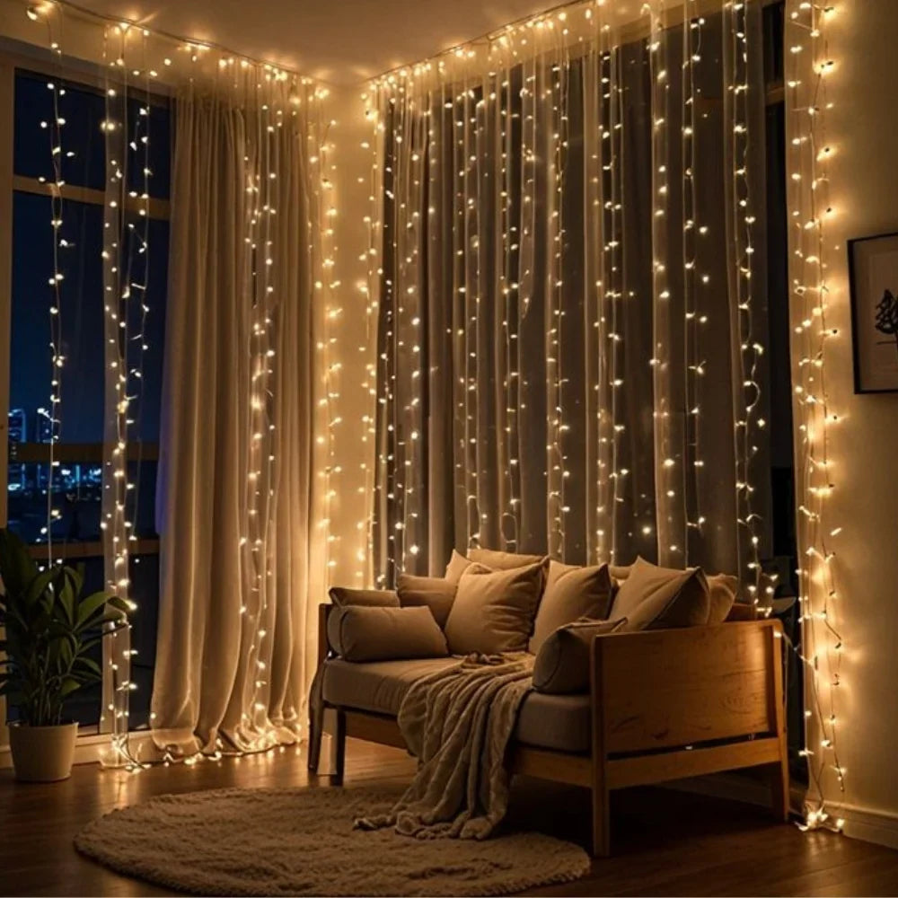 Enchanting Fairy Curtain warm white LED string lights with remote control and 8 lighting modes 9