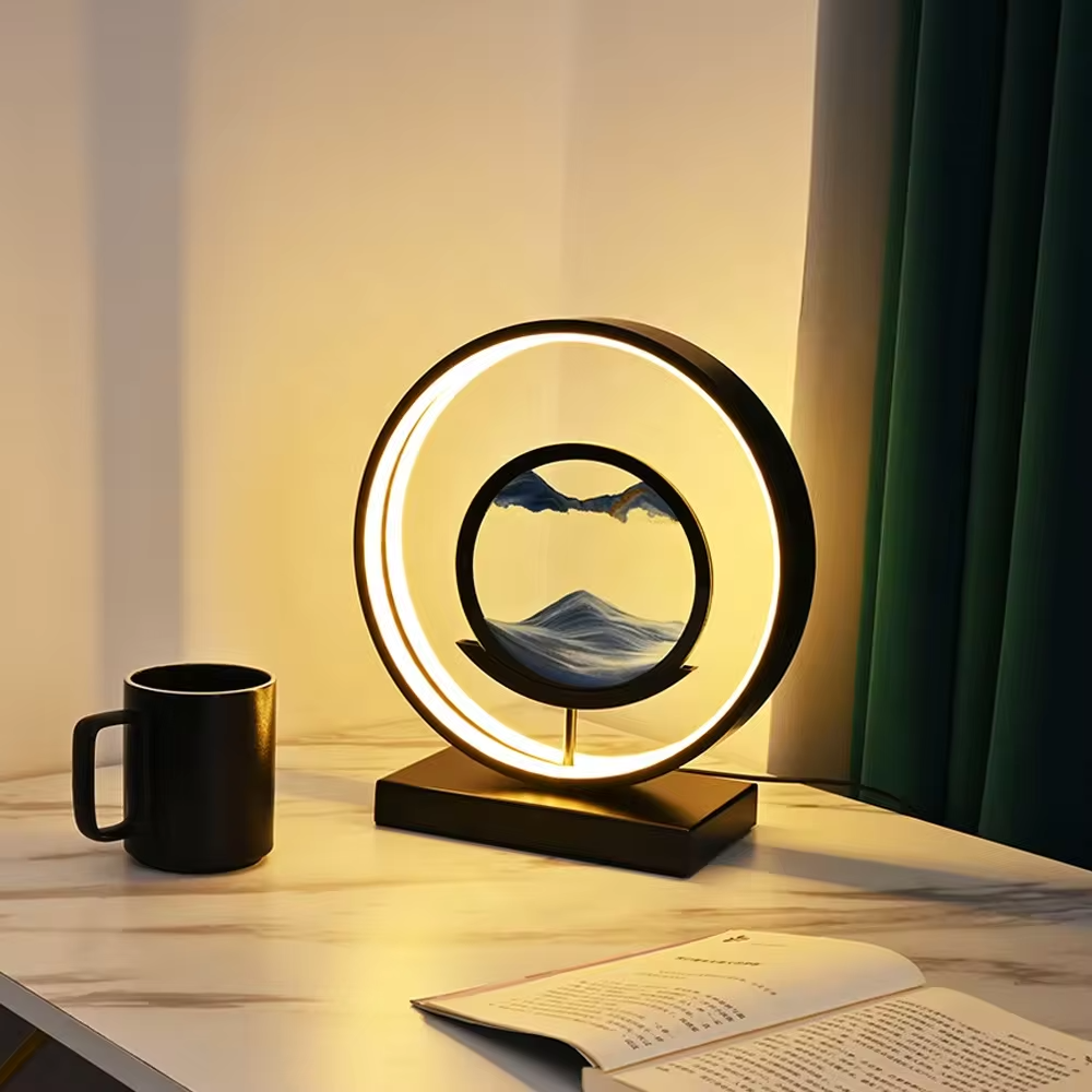 Enchanting Horizon Lamp with mesmerizing sand display and LED light ring 7