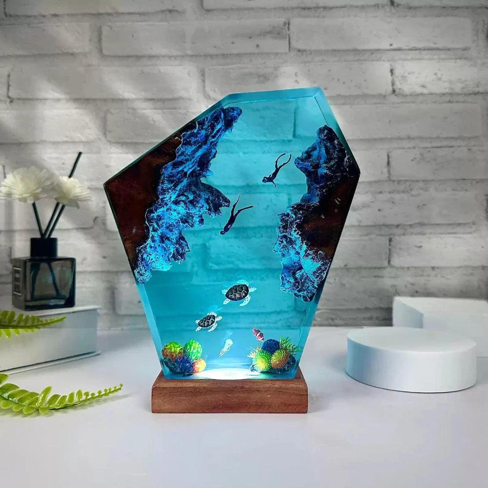 Enchanting WhisperSea Ocean Night Light with 3D resin design and multi-color LED lighting