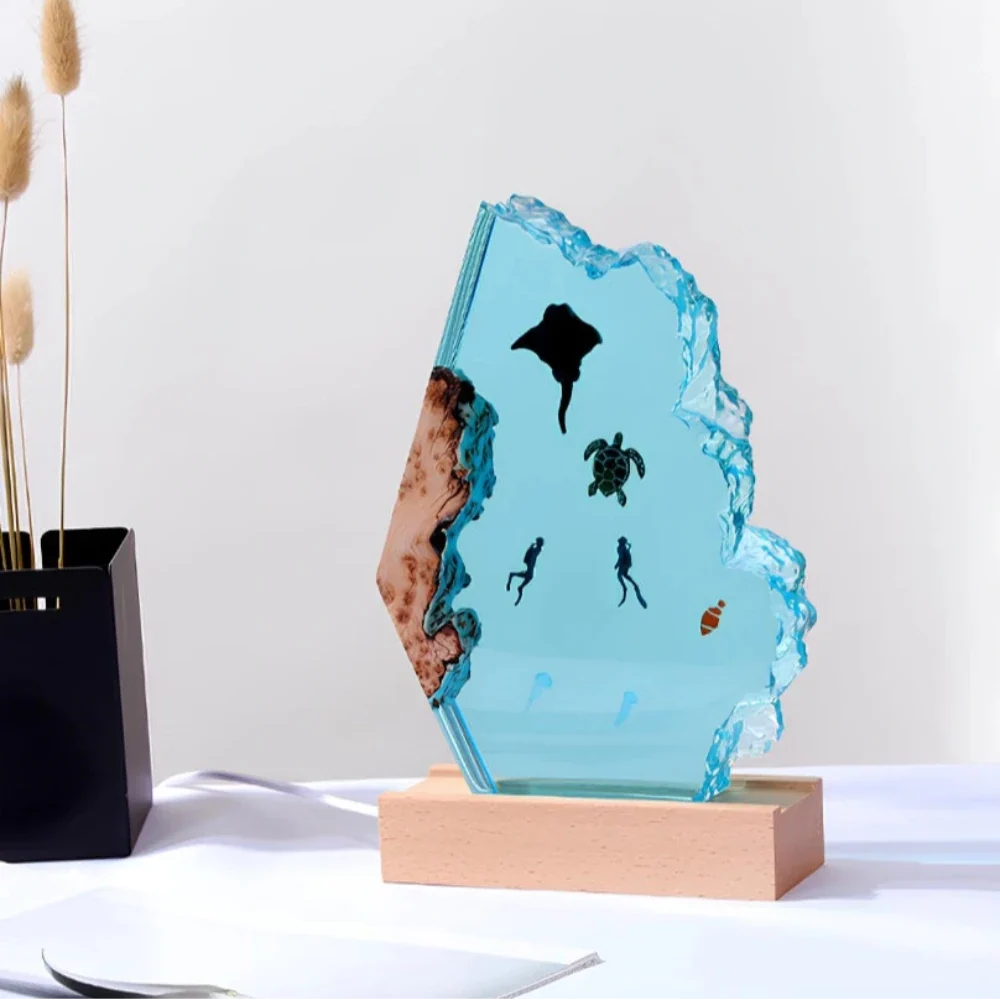 Enchanting WhisperSea Ocean Night Light with 3D resin design and multi-color LED lighting 3
