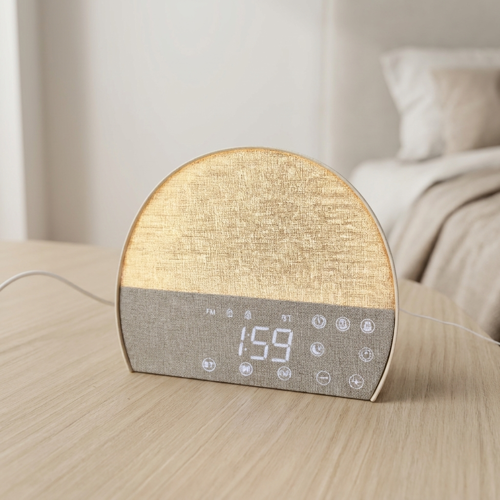 Fabric Wake Up Light Alarm Clock with sunrise simulation feature.