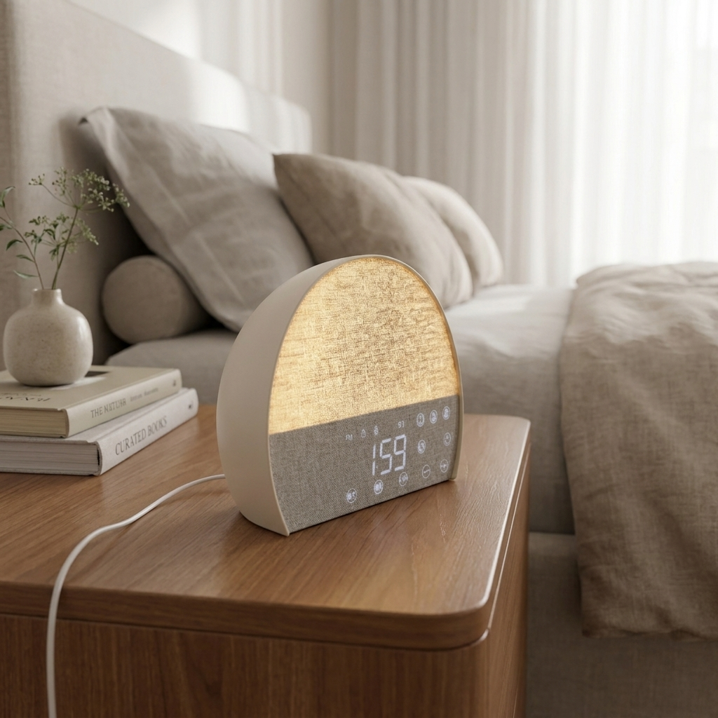 Fabric Wake Up Light Alarm Clock with sunrise simulation feature. 2