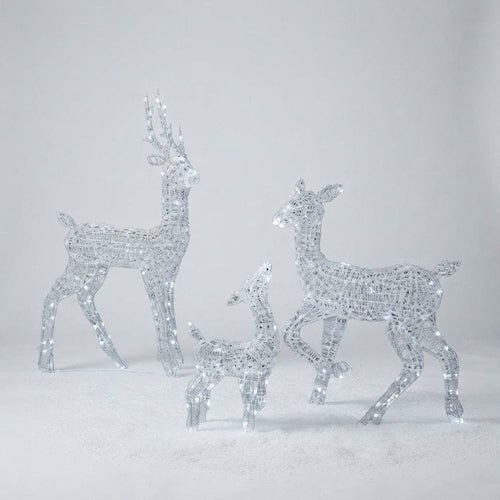 Frosted acrylic reindeer family light-up outdoor Christmas lawn decoration set with 540 cool-white LEDs. 2
