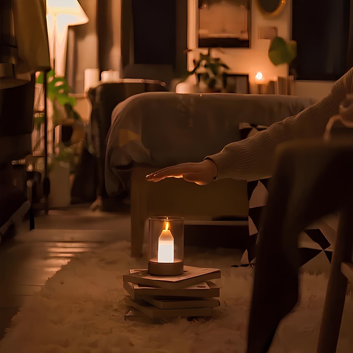 Gesture-controlled Romantica LED candle lamp with warm white flickering glow and hand wave control 5