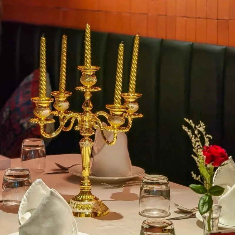Gilded Nocturne vintage candelabra with adjustable arms and floral detailing in gold alloy 10