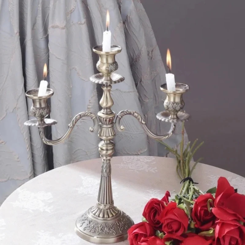 Gilded Nocturne vintage candelabra with adjustable arms and floral detailing in gold alloy 12