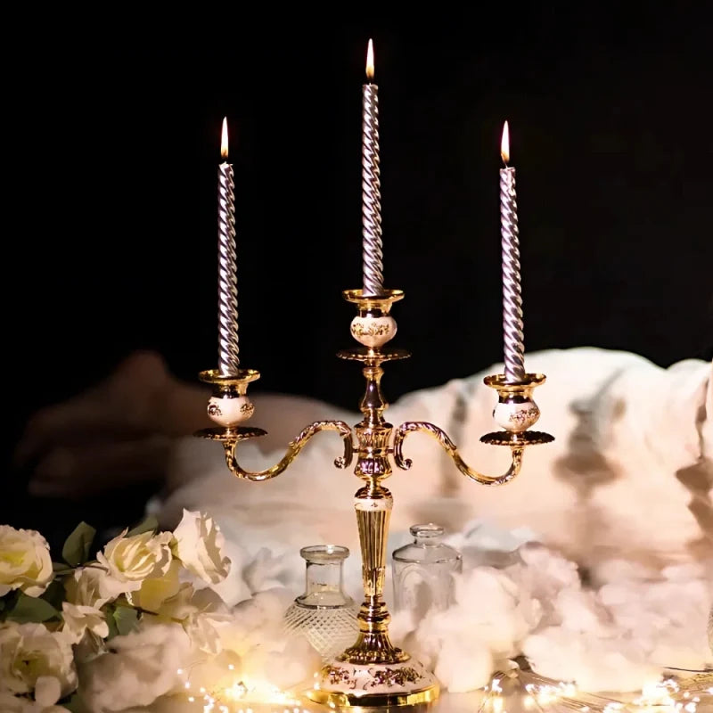 Gilded Nocturne vintage candelabra with adjustable arms and floral detailing in gold alloy 6