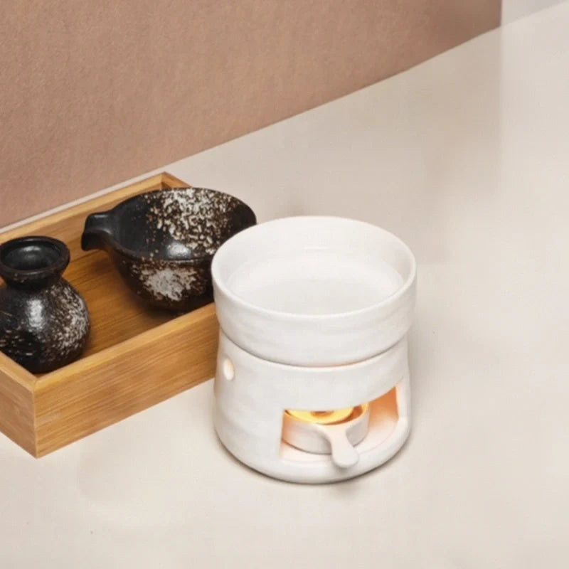 Hand-glazed ceramic dual-chamber diffuser with tea light candle holder for essential oils and aromatherapy 17