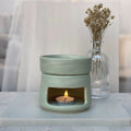 Hand-glazed ceramic dual-chamber diffuser with tea light candle holder for essential oils and aromatherapy 3