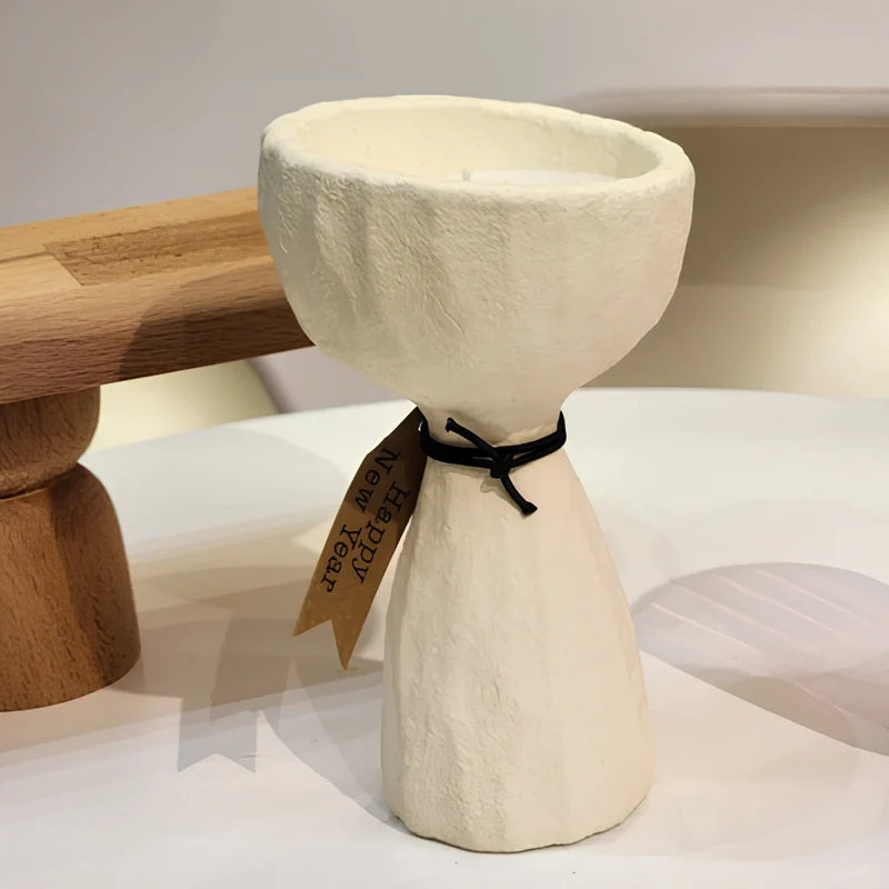 Handcrafted Nordic cement candle holder with stone texture in modern minimalist design 11