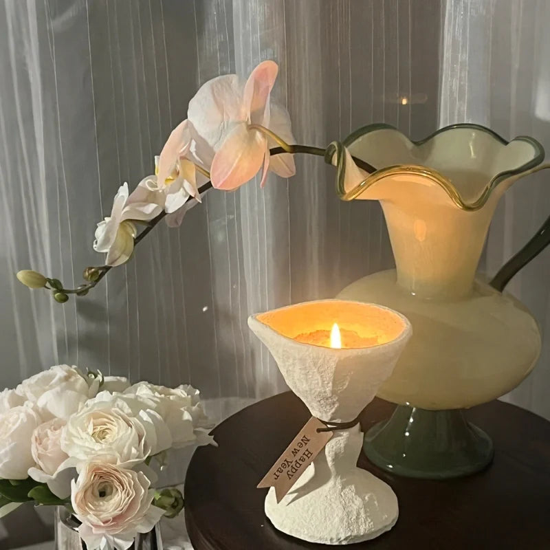 Handcrafted Nordic cement candle holder with stone texture in modern minimalist design 5