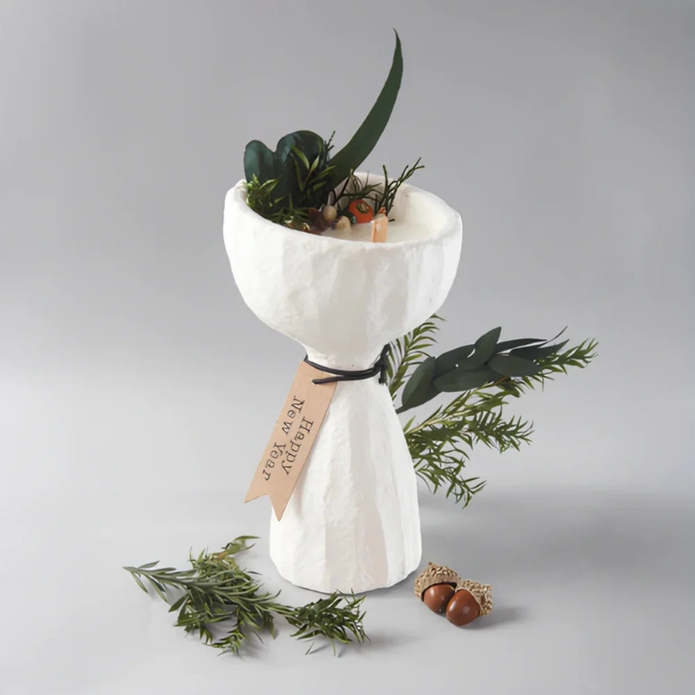 Handcrafted Nordic cement candle holder with stone texture in modern minimalist design 6