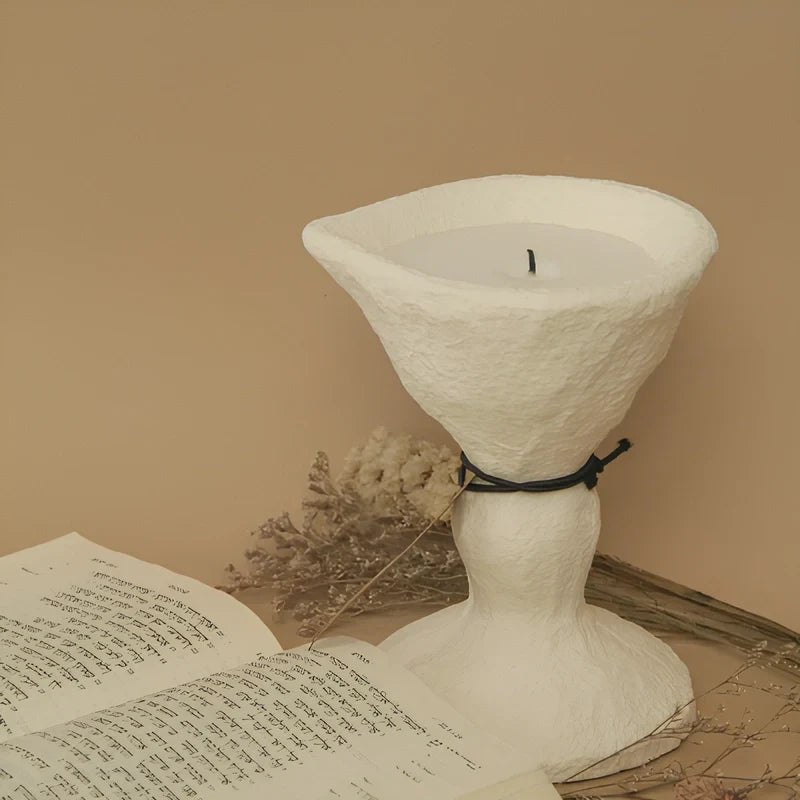 Handcrafted Nordic cement candle holder with stone texture in modern minimalist design 9