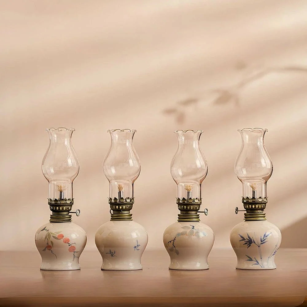 Handcrafted ceramic oil lantern with adjustable flame control and hand-finished base 15