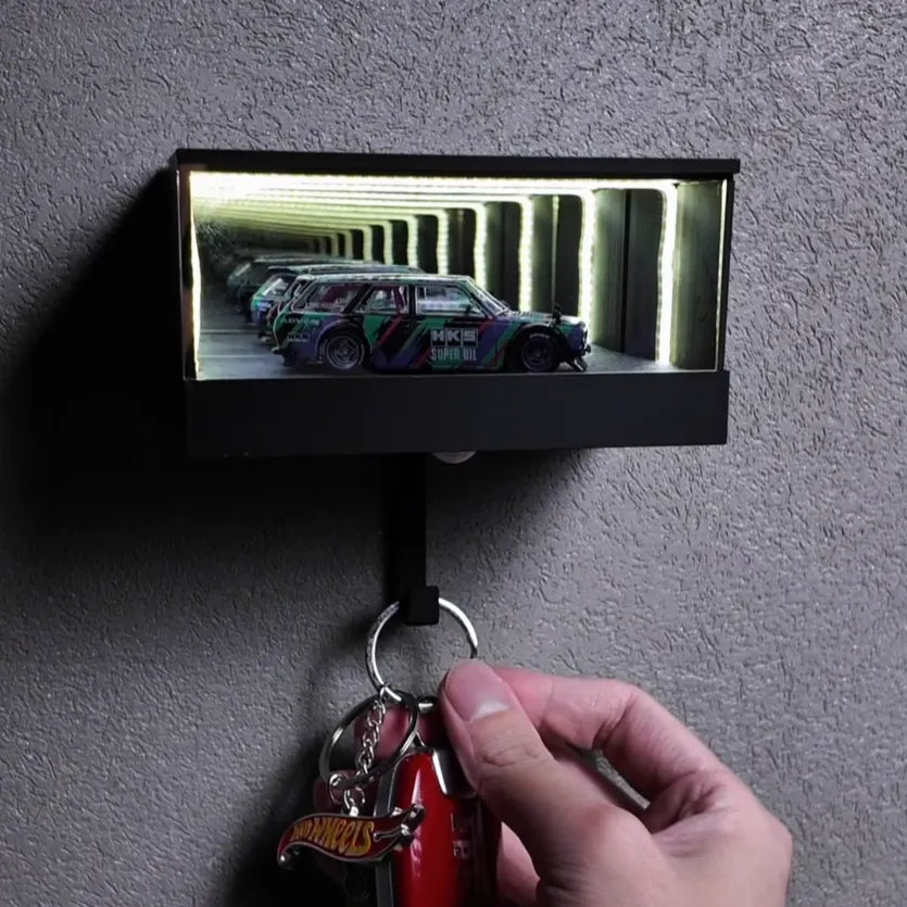Illuminated Keyfinity smart key hanger with motion sensor and infinite mirror depth effect