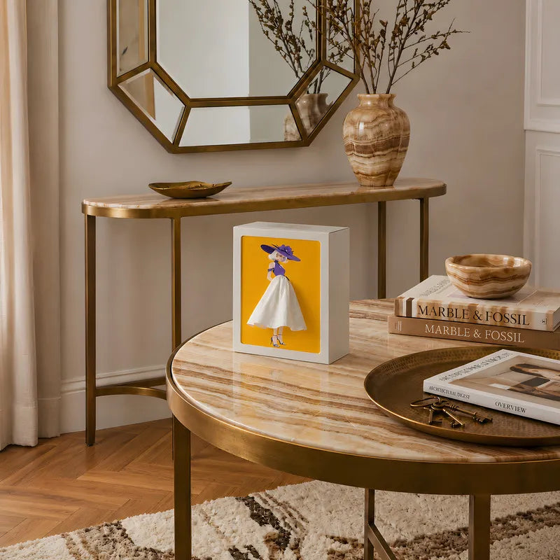 Interactive artistic tissue box with touch-sensitive ambient glow lighting and fashion-inspired illustration design 11