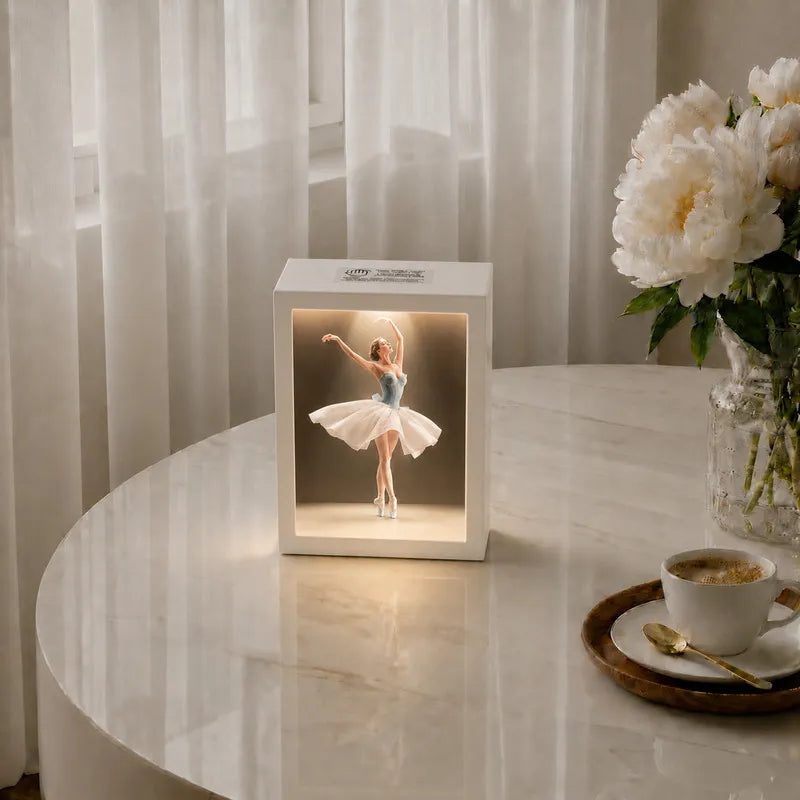 Interactive artistic tissue box with touch-sensitive ambient glow lighting and fashion-inspired illustration design 14
