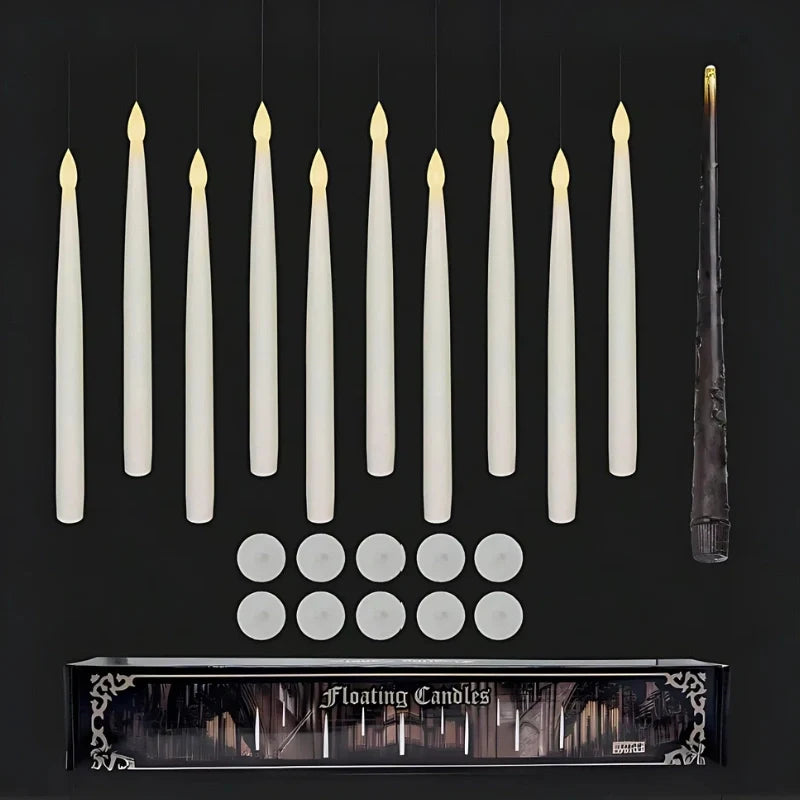 Spellbound floating candles hovering in air with magic wand remote control glowing warm light 15