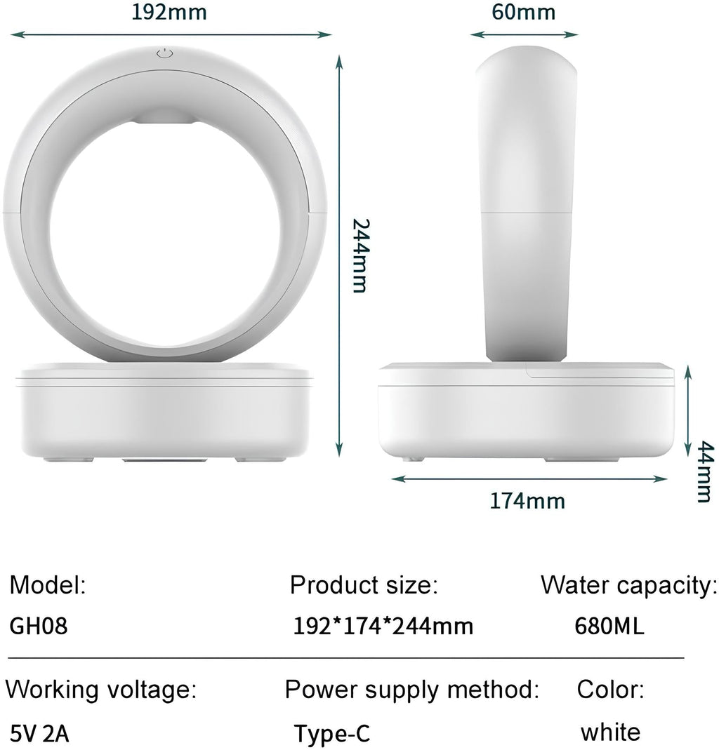 Levita anti-gravity humidifier with floating water droplets and LED white light 14