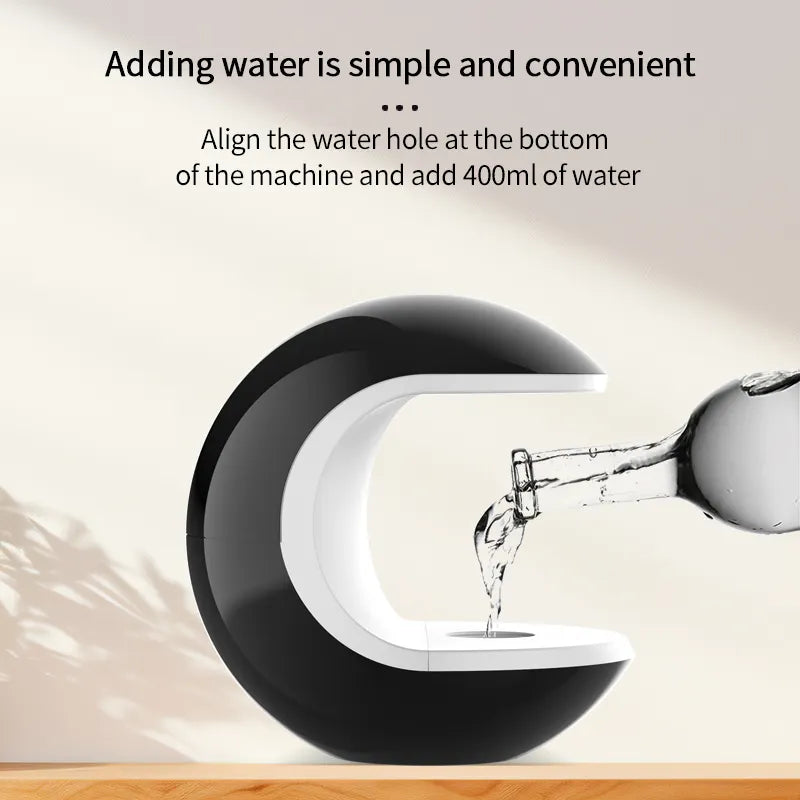 Levita anti-gravity humidifier with floating water droplets and LED white light 16
