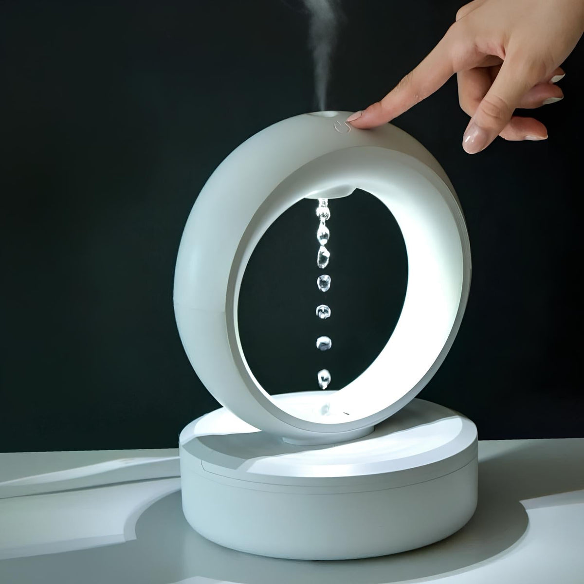 Levita anti-gravity humidifier with floating water droplets and LED white light 4