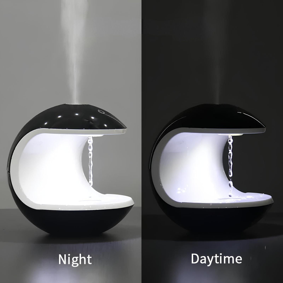 Levita anti-gravity humidifier with floating water droplets and LED white light 9