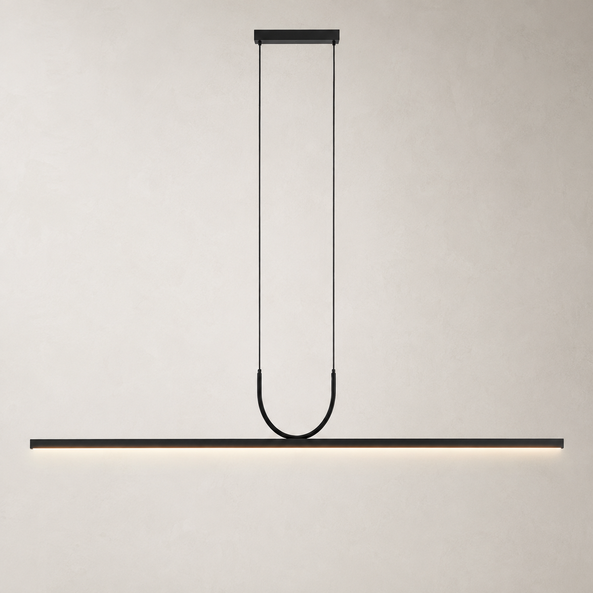 Modern long strip LED pendant light for dining and living spaces. 4