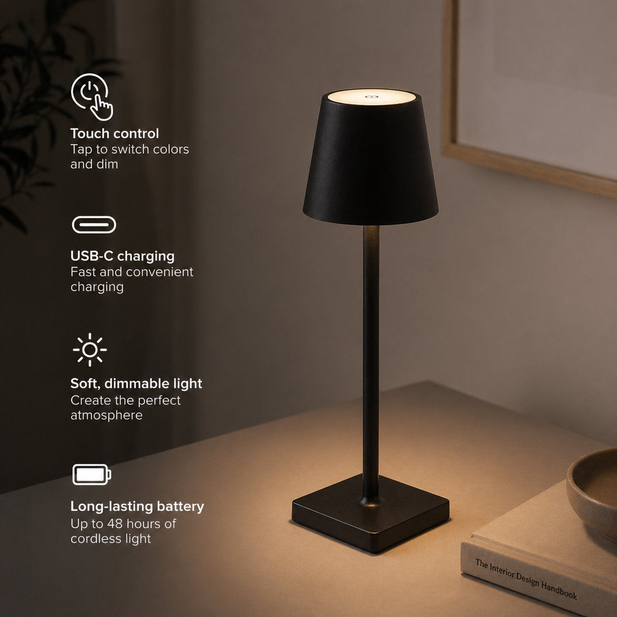 Elegant wireless table lamp for modern home decor. 5
