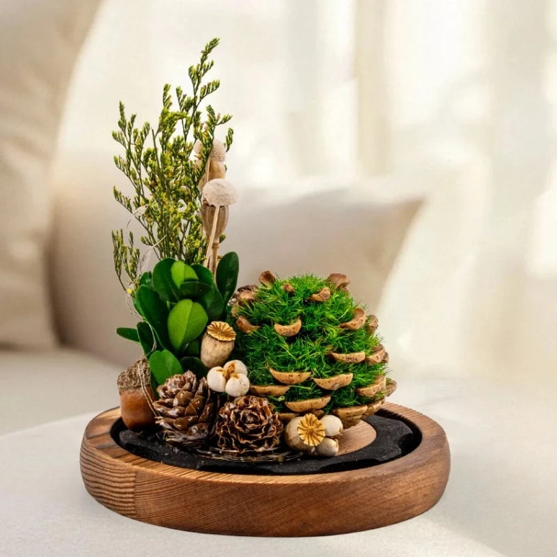 Luminous EternaBloom night light with preserved dried flowers in glass dome, warm white ambient glow 6
