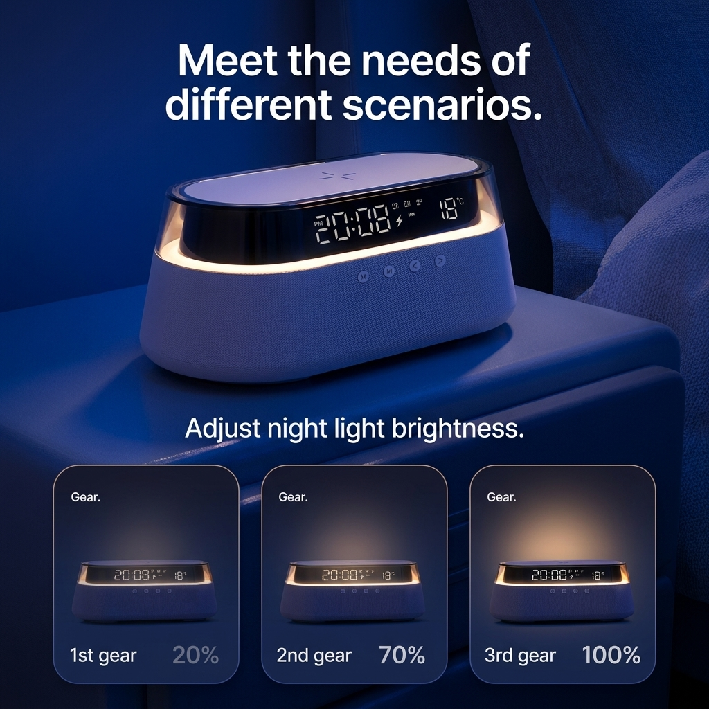 Stylish Luxe Bedside Speaker with Bluetooth and wireless charging 5