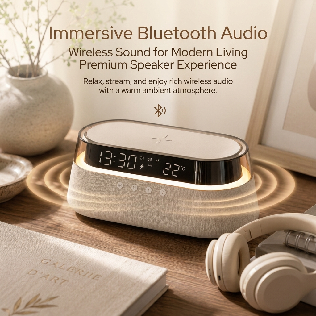Stylish Luxe Bedside Speaker with Bluetooth and wireless charging 7