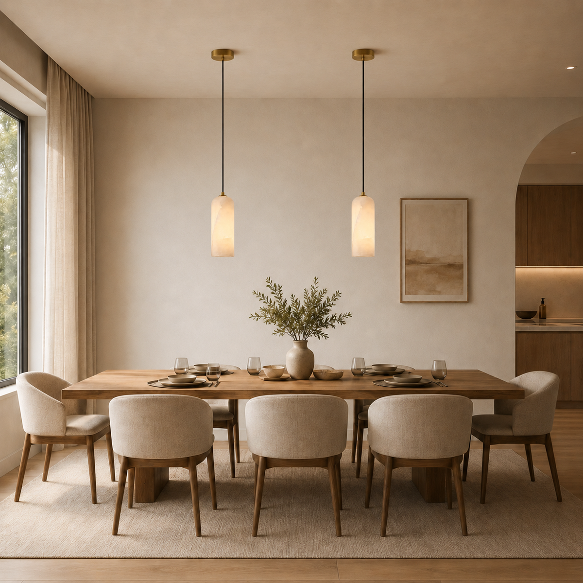 Elegant marble and copper pendant lamp for stylish lighting. 2
