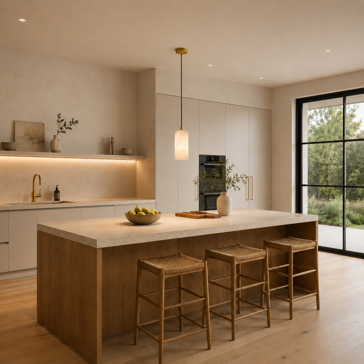 Elegant marble and copper pendant lamp for stylish lighting. 3
