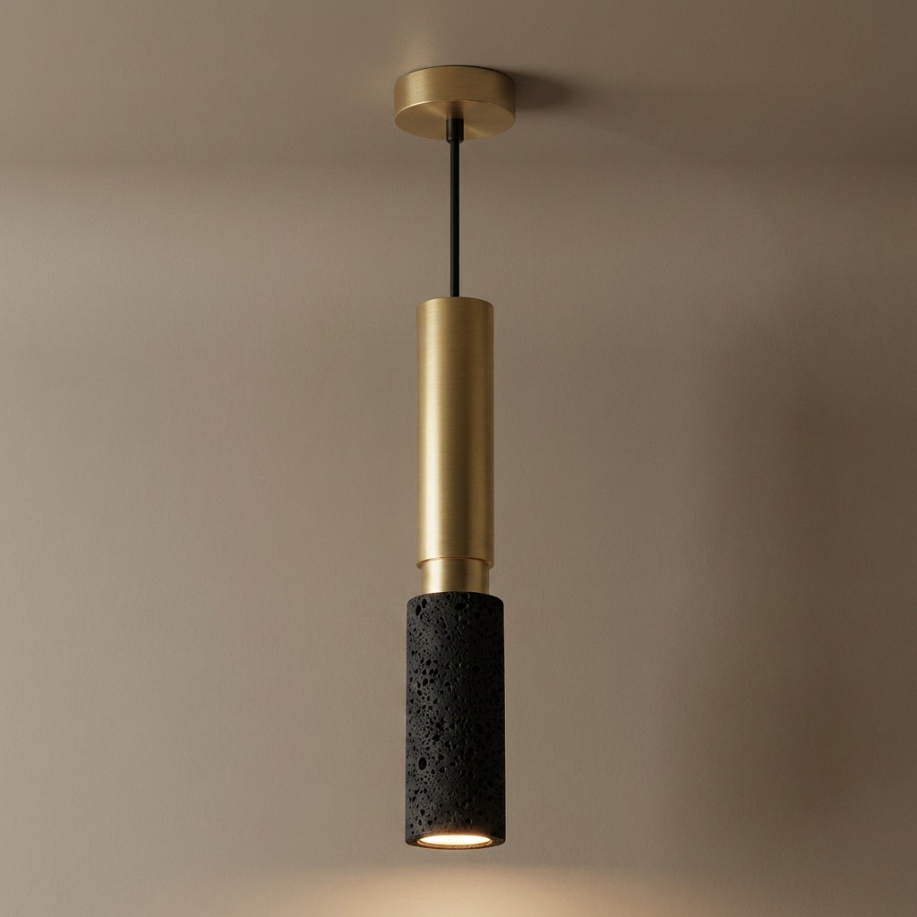 Elegant marble pendant light with natural stone and gold accents. 8