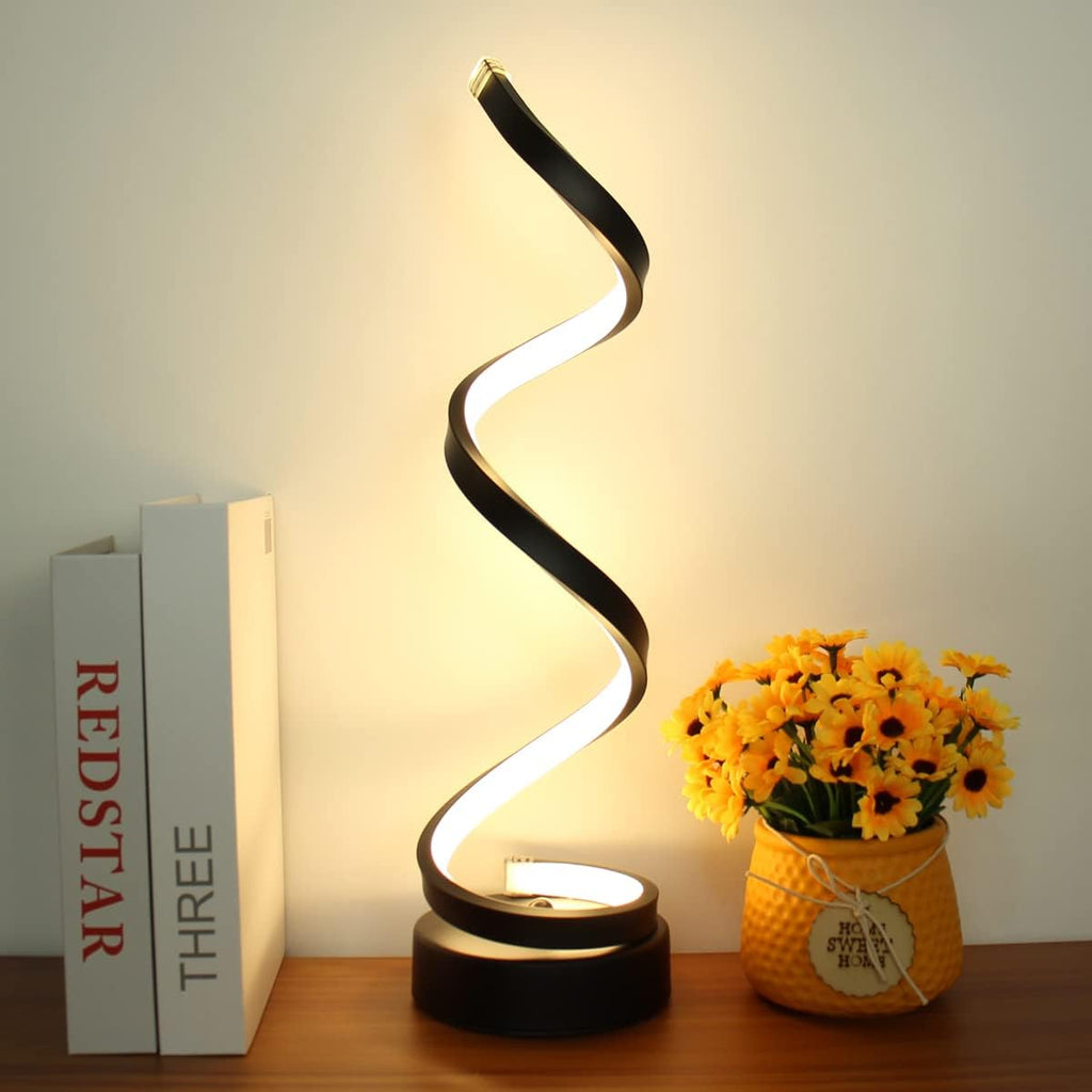 Modern spiral table lamp with dimmable LED lighting and three color temperature options 3