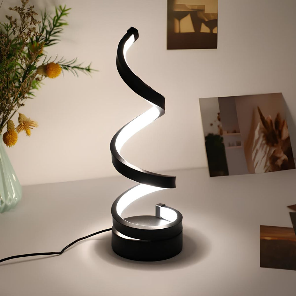 Modern spiral table lamp with dimmable LED lighting and three color temperature options 5
