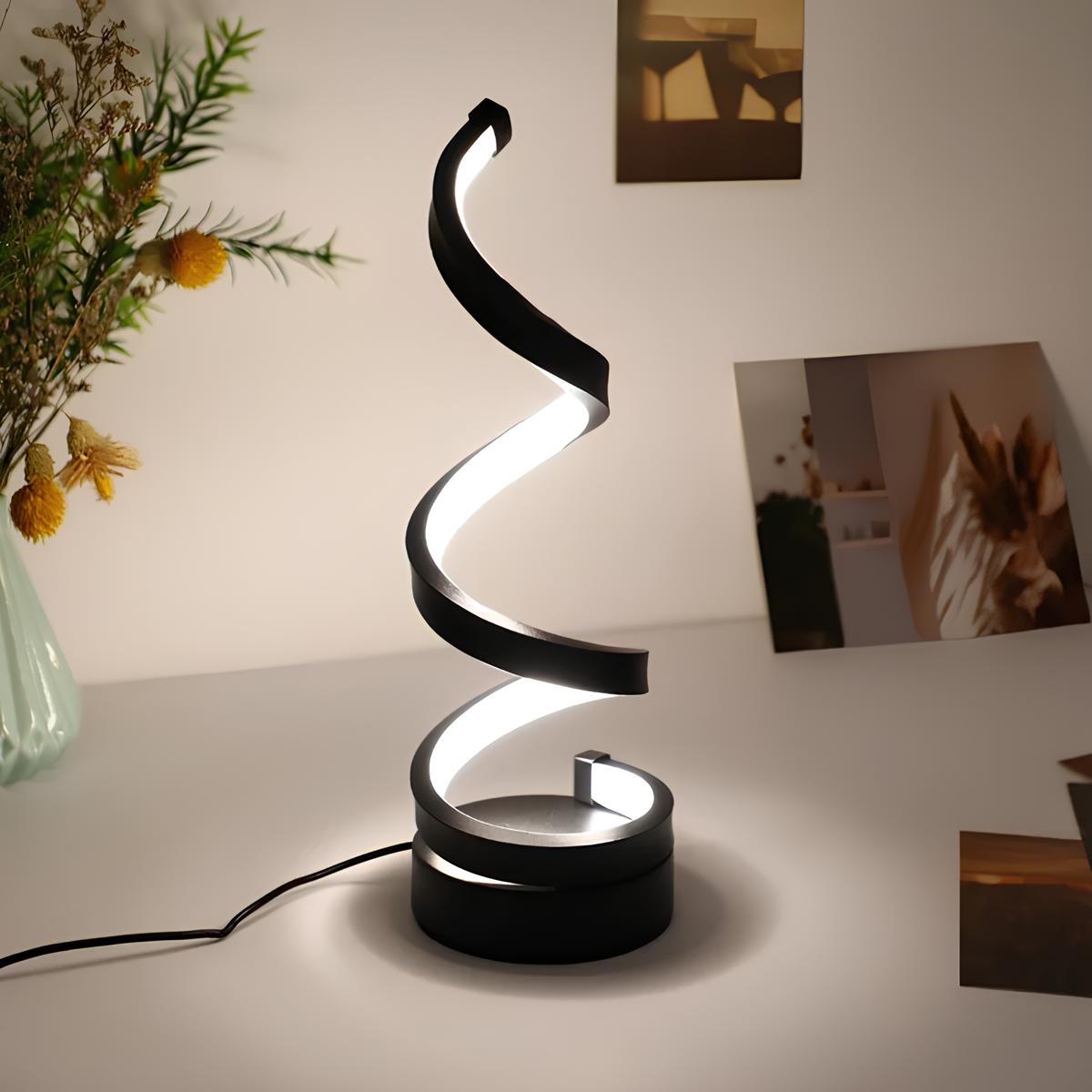 Modern spiral table lamp with dimmable LED lighting and three color temperature options 5