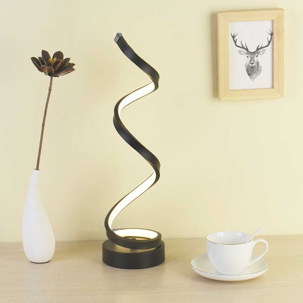 Modern spiral table lamp with dimmable LED lighting and three color temperature options 7