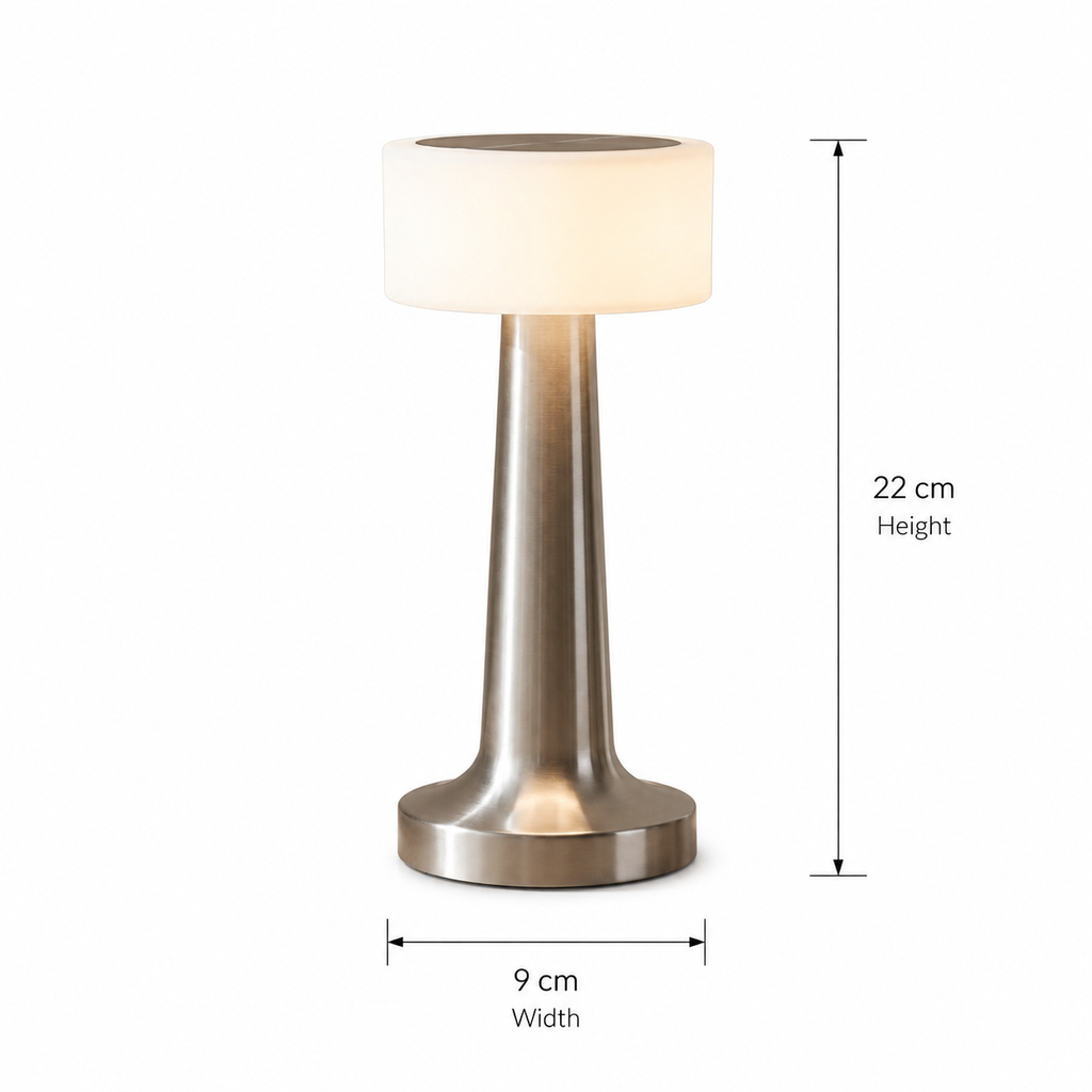 Compact table lamp with touch control and warm light. 7