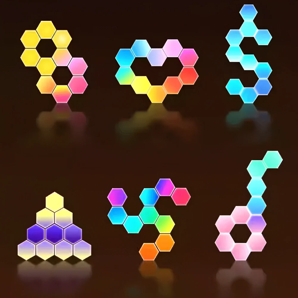 Music-synced hexagon LED wall panels with 16 million colors and app control 11