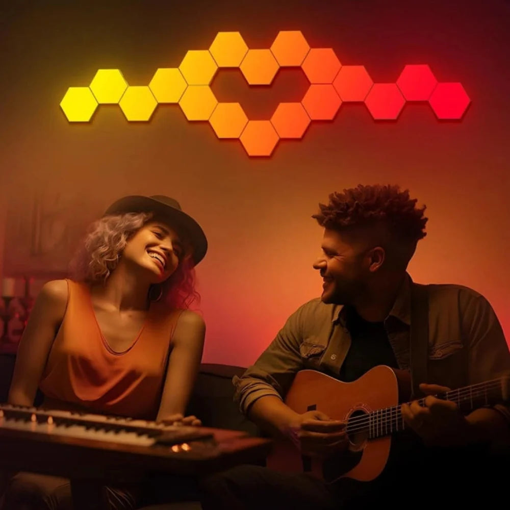 Music-synced hexagon LED wall panels with 16 million colors and app control 3