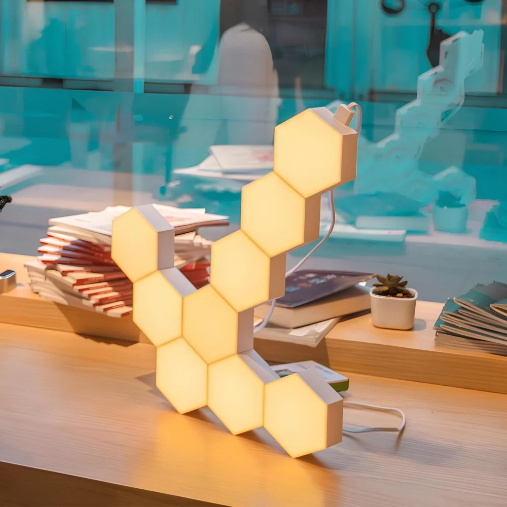 Music-synced hexagon LED wall panels with 16 million colors and app control 4