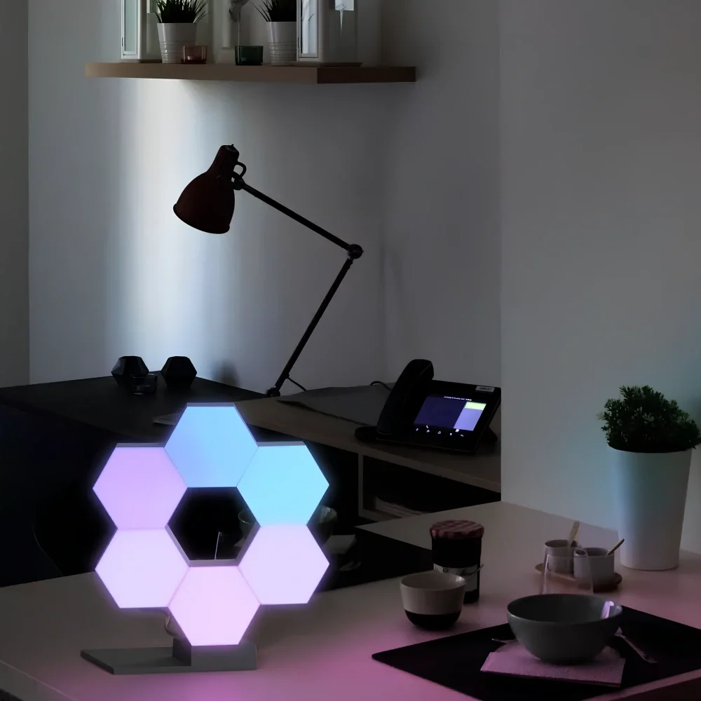 Music-synced hexagon LED wall panels with 16 million colors and app control 7