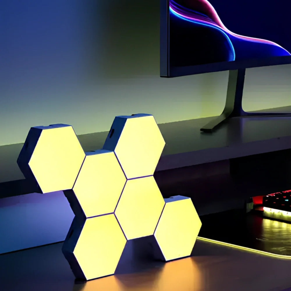 Music-synced hexagon LED wall panels with 16 million colors and app control 8